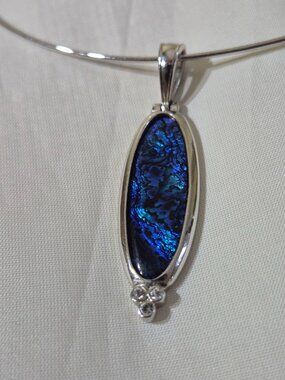 Vintage BUTLER Fifth Ave Collec. Abalone Shell Choker Necklace / Collar Pendant